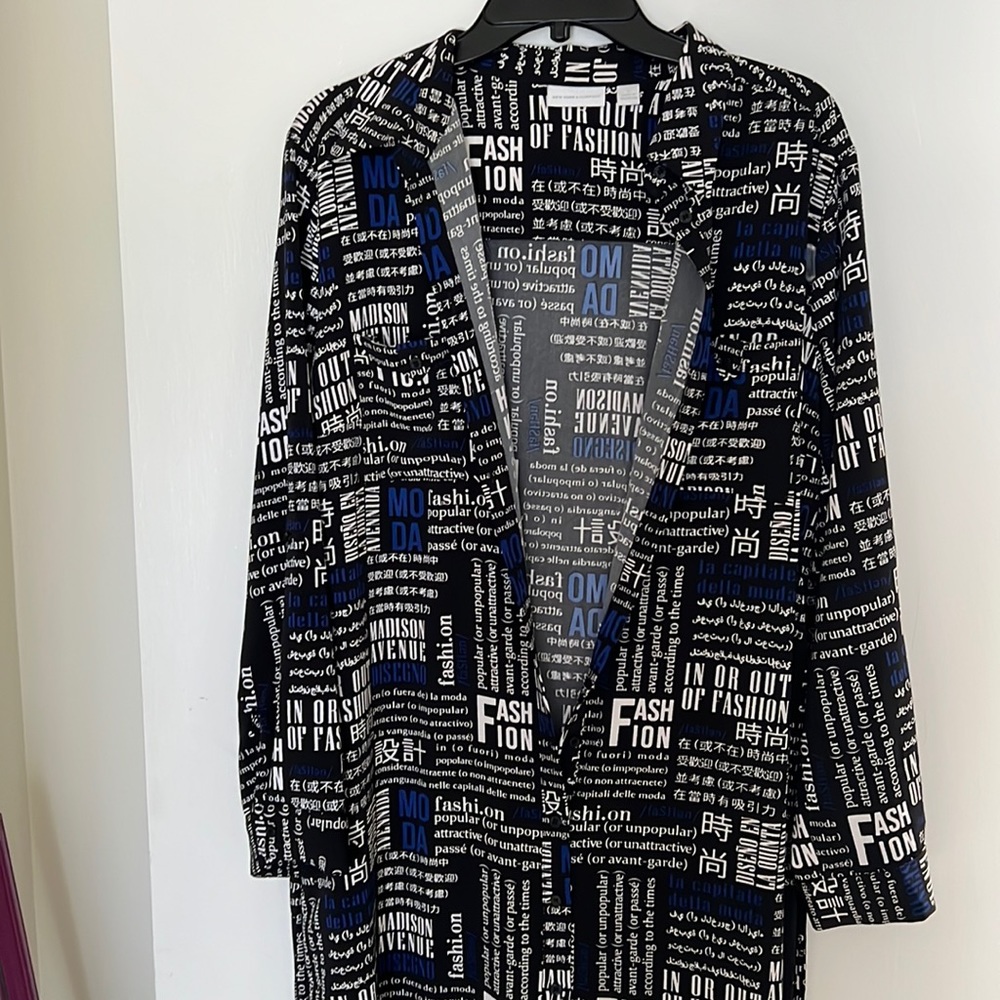 New York & Company XL Black Script Shirtdress